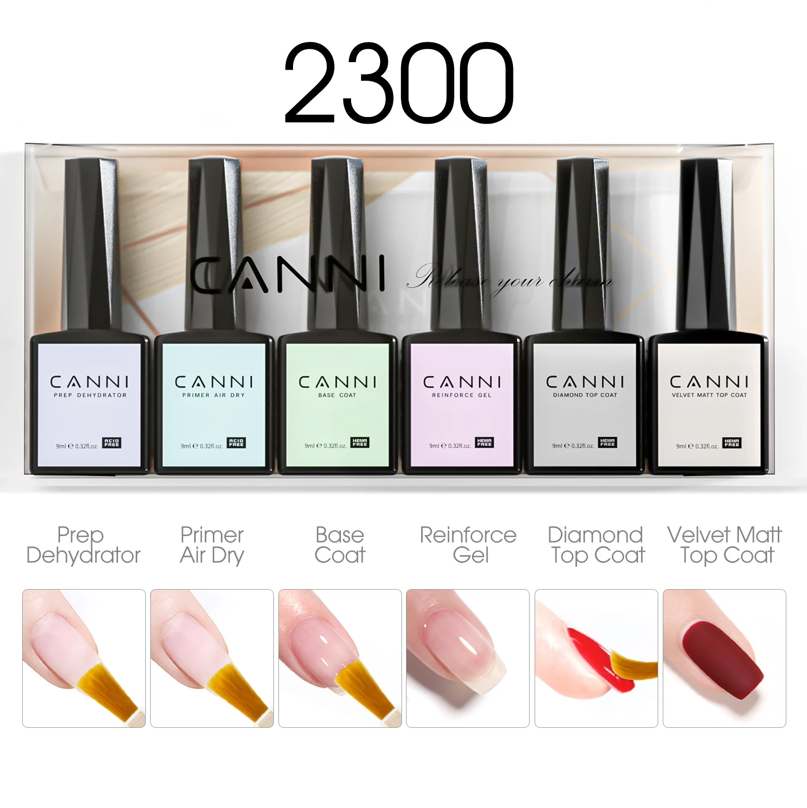 CANNI Color Rubber Base Quick Builder Nagelgel-Set HEMA FREE TPO FREE Jelly Nude 6 Stück 9 ml Gel UV LED Soak Off Gel Nail Art Gel – Detail 33