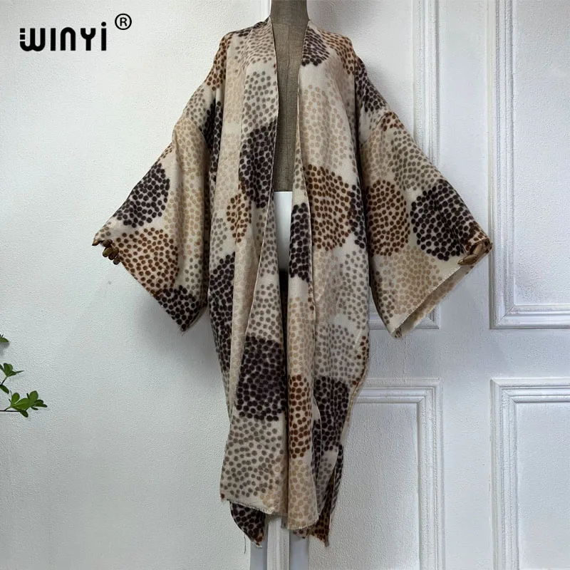 NEW 2024 WINYI winter coat Africa women print Warm Long Sleeve loose Fashion Street Coat sweater Women Knitted Female Cardigan