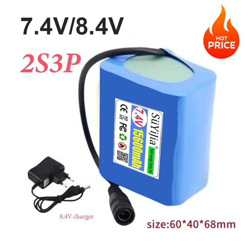 

8.4V 15600mAh 2s3p 18650 Lithium Battery, Built-in BMS for 7.4V 8.4V Bicycle Lights, Fishing Lights, and Remote Control Boats