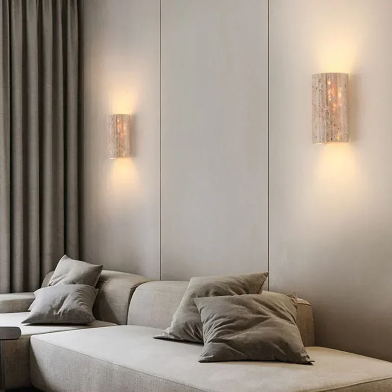 

Traverthine Stone Wall Light for Living Room Bedroom Bedside Decor Lights Nordic Creative LED Spotlight Wall Lamp Stair Lighting