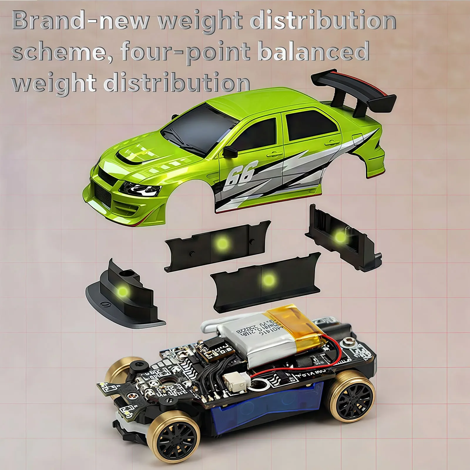 Turbo Racing New 1:76 C66 Drift RC Car with Gyro 2.4Ghz Full Proportional Remote Control RTR Desktop Mini Toy for Kid and Adult