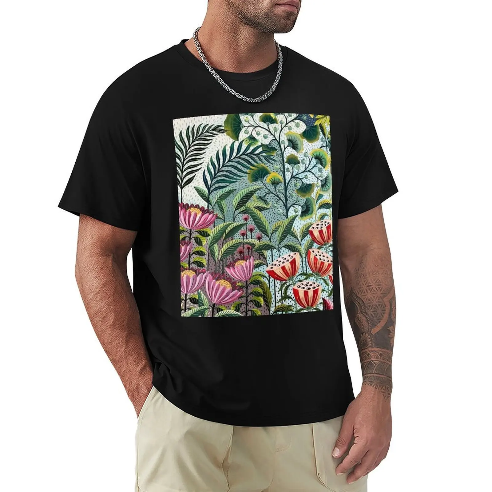 lotuses and lilies T-Shirt Heavy Duty Casual Work Tee