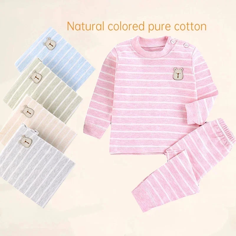 Cotton Children Sets Kids Clothes Boys Girls Children's Clothing Cartoon Autumn Winter Tops Pants Sleepwear Underwear Baby