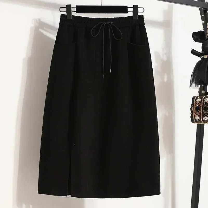 Skirts Women French Vintage A-line Pockets Side-slit Drawstring Elegant Y2k Skirt Harajuku All-match Fashion High Street Ins New