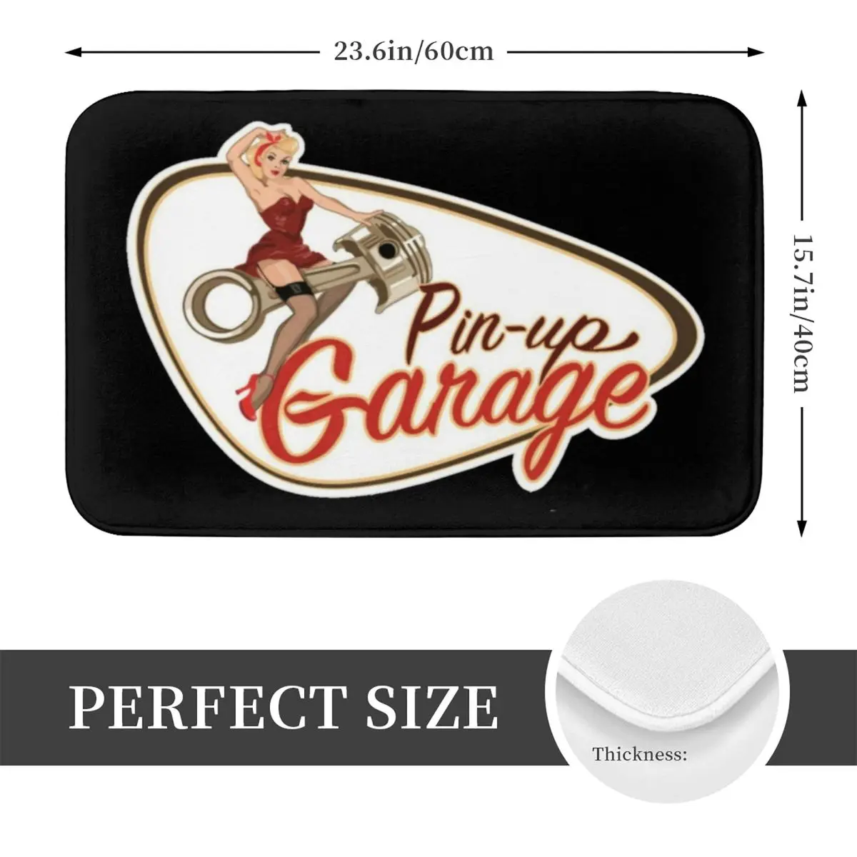 Pin Up Garage Retro Rockabilly Anti-slip Doormat Floor Mat Antiwear Carpet Rug for Kitchen Entrance Home Balcony Footpad Mats