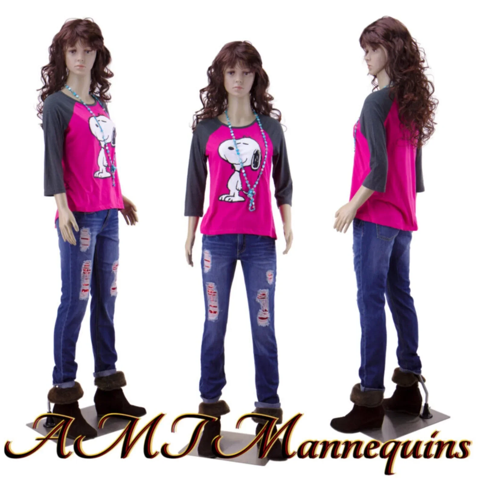 US Full Body Mannequin for Teenage Girl, Metal Stand, 2Wigs-SK-MZ, US Child, Height 5 in, 7 in