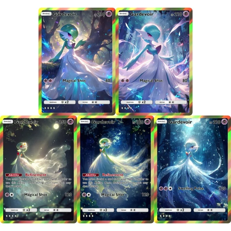 Pokemon-Karten Gardevoir PTCG Holografische Seltene Sammelkarten Mewtwo Kreativitätsspiel Anime Glänzende Mewtwo Pokemon-Karten Geschenk