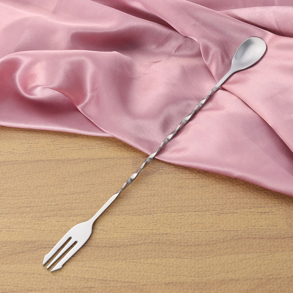 304 Stainless Steel Cocktail Twisted Spoon Mixing Fork 32Cm Long Bar Swizzle Stick Tea Stirring Stick Bartender Tool Odor