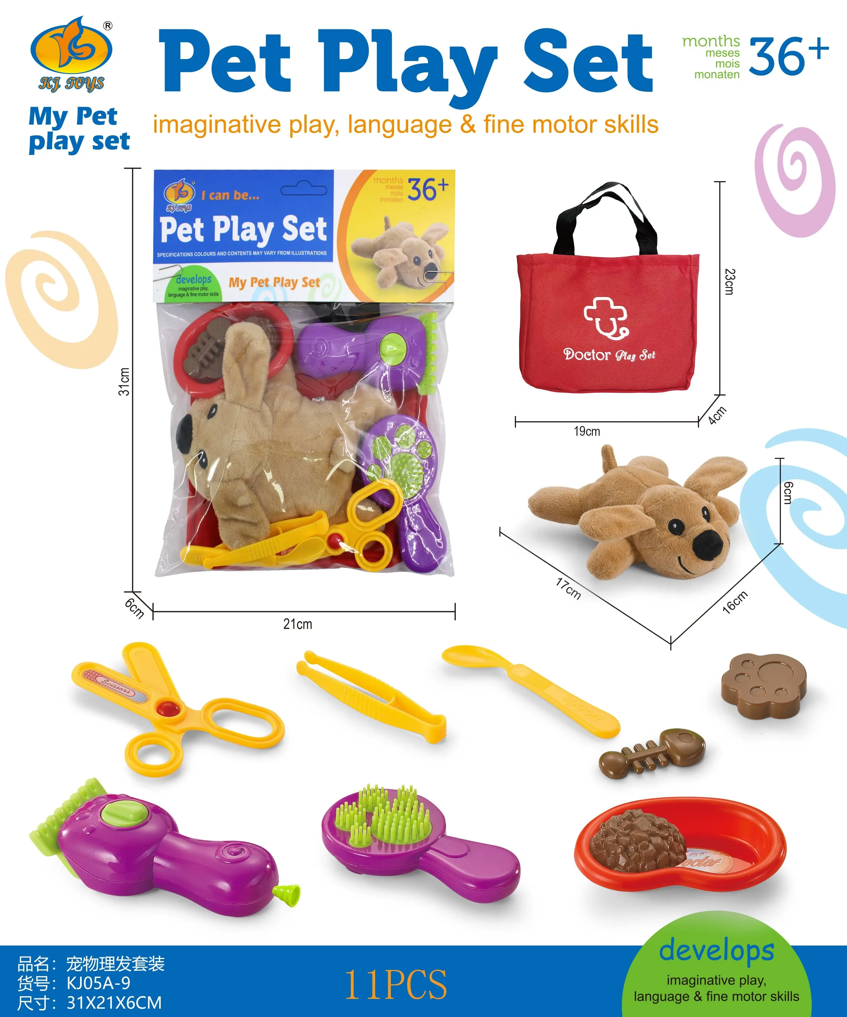 Melissa & Doug Examine and Treat Pet Vet Play Set - Kids Veterinary Play Set, Kids Pet Haircut Play Set, STEAM Toy, Pretend Play