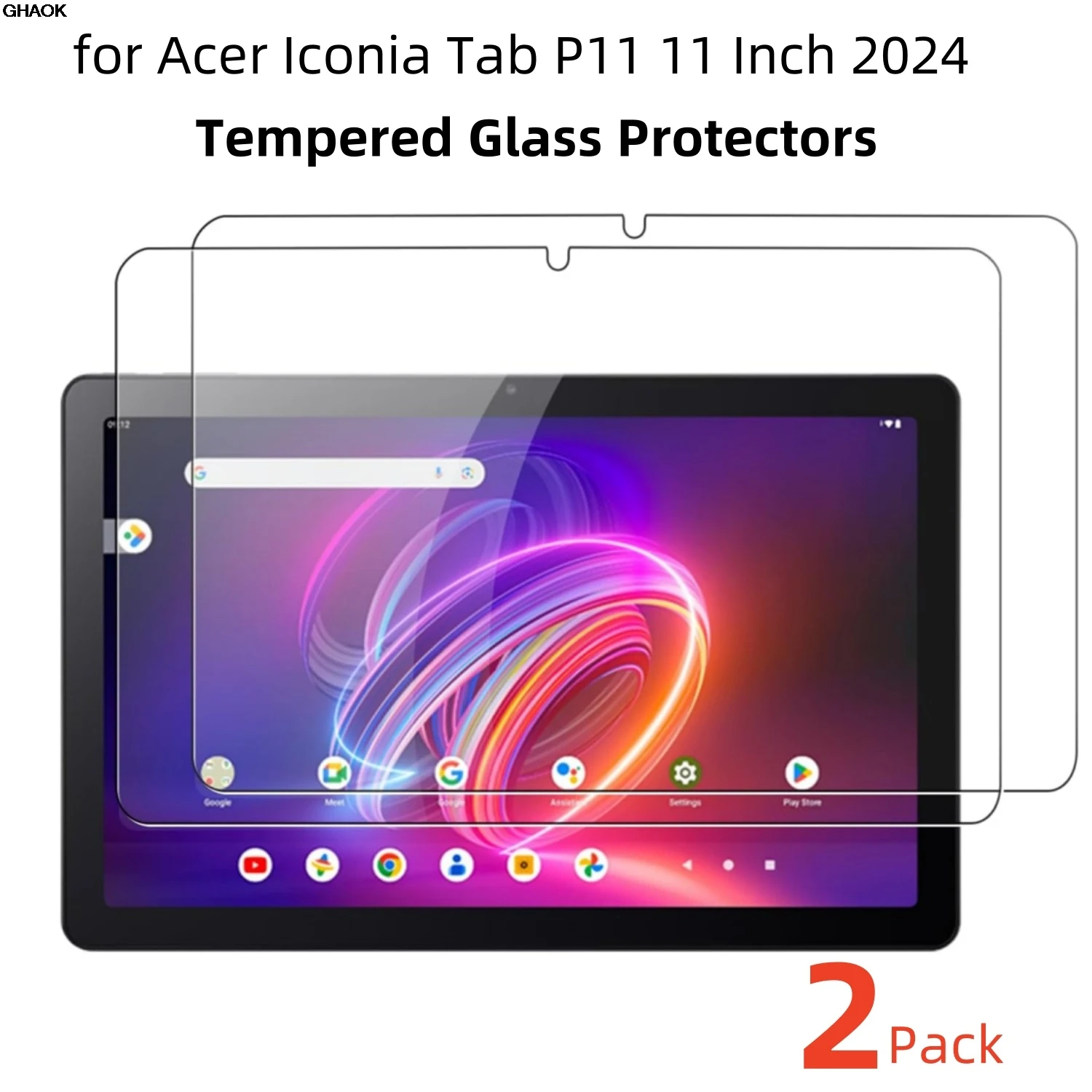 2 Pack Tempered Glass Protector for Acer Iconia Tab P11 11 Inch 2024 Screen Protector Scratch Resistant HD Clear P11-11-8113