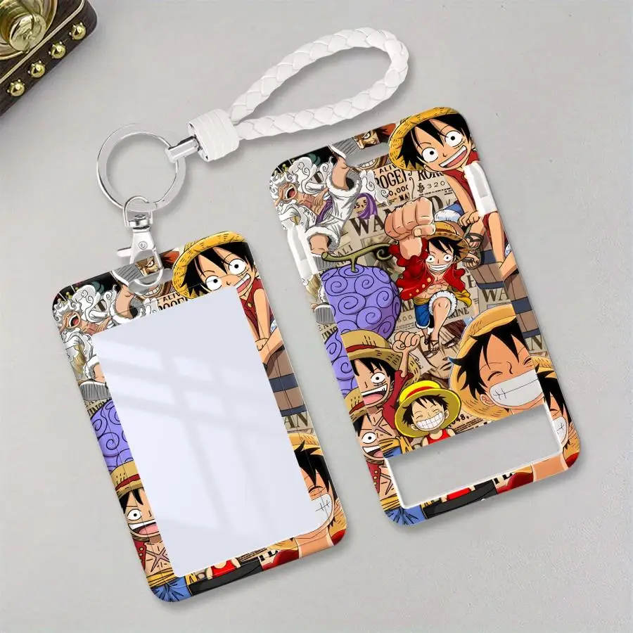 1 Stück Kartenhalter, einziehbarer Kreditkartenhalter, Kinder-Bus-Ausweishalter mit Umhängeband, Bank-ID-Hülle, One Piece Luffy – Detail 3