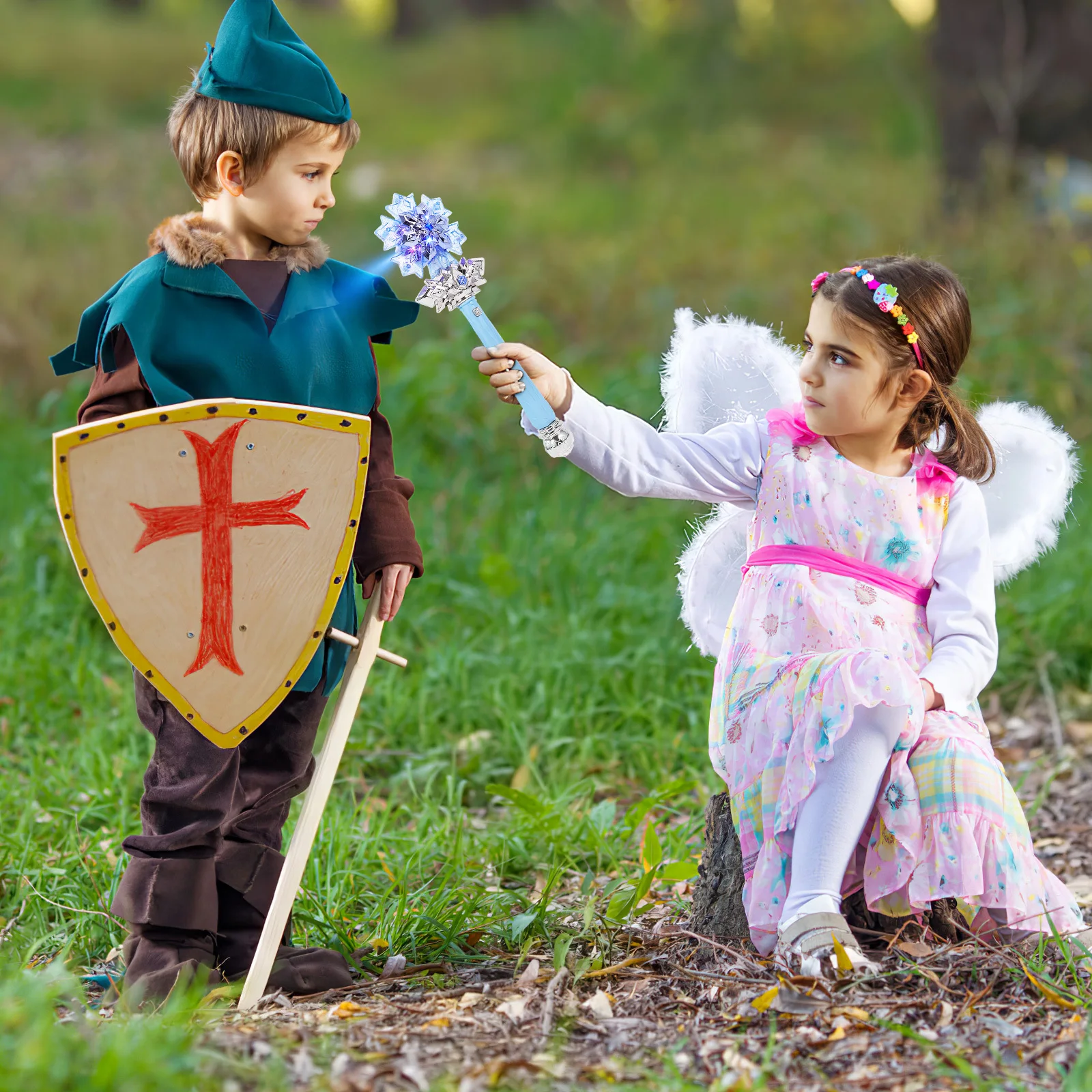 Bacchetta magica con fiocco di neve con musica giocattolo fata illuminata per i più piccoli Accessorio cosplay per le vacanze Mini bacchetta sensoriale Idea regalo per bambini