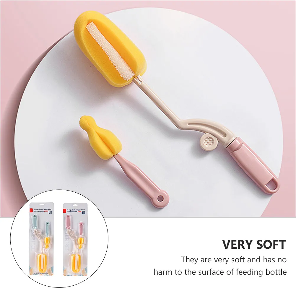 

Набор для чистки детских бутылочек: щетка из АБС-пластика с губкой, длинная ручка, инструмент для чистки сосок, 360 градусов без мертвых зон
