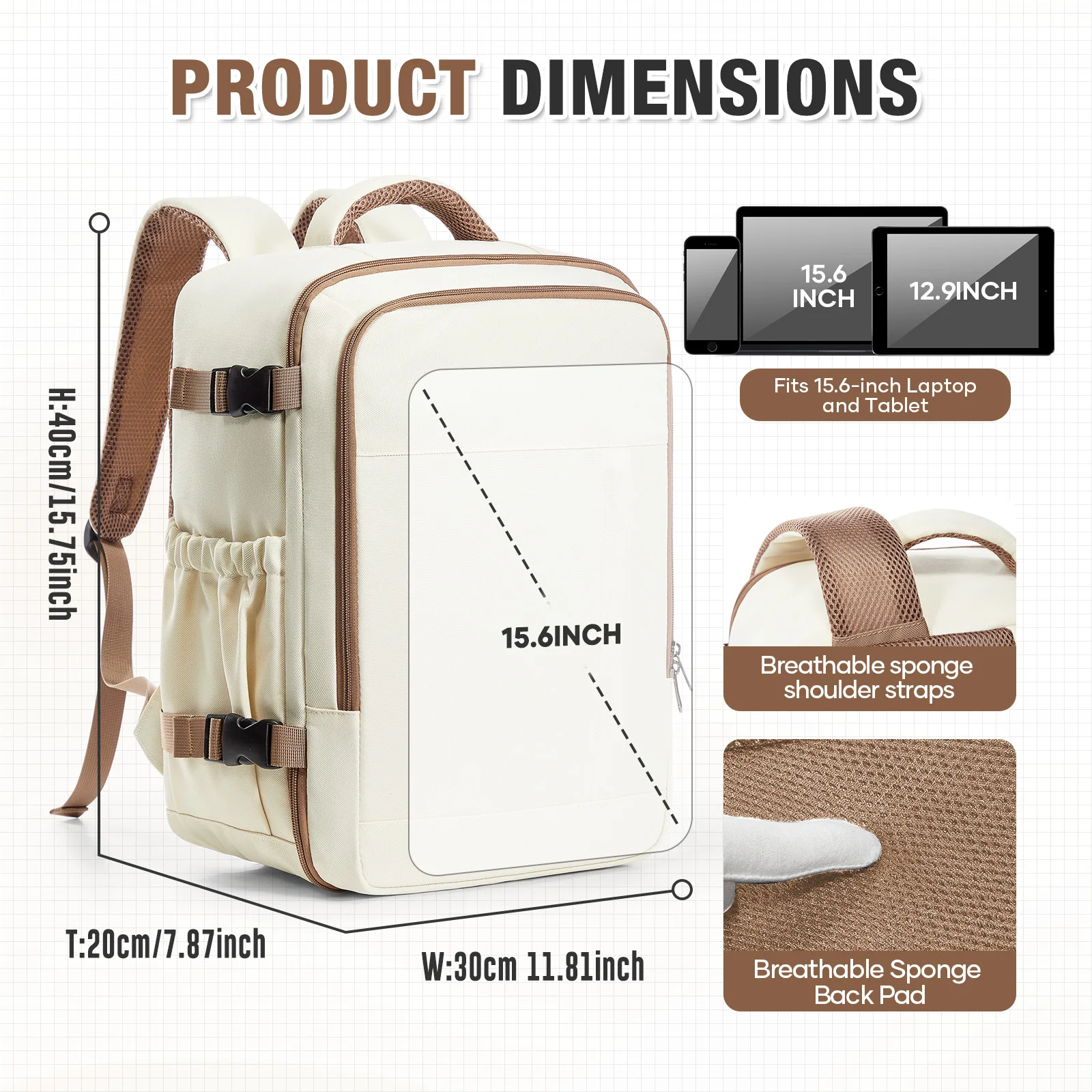 Mochila de viaje Cabina Plane 40x20x30 Ryanair equipaje de mano mochila Wizzair 40x30x20 Carry-Ons hombres mujeres 15,6 pulgadas bolsas para ordenador portátil