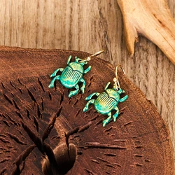 Vintage Green Beetles Earrings Women New Retro Classic Design Insect Earrings For Woman Pendant Accessories