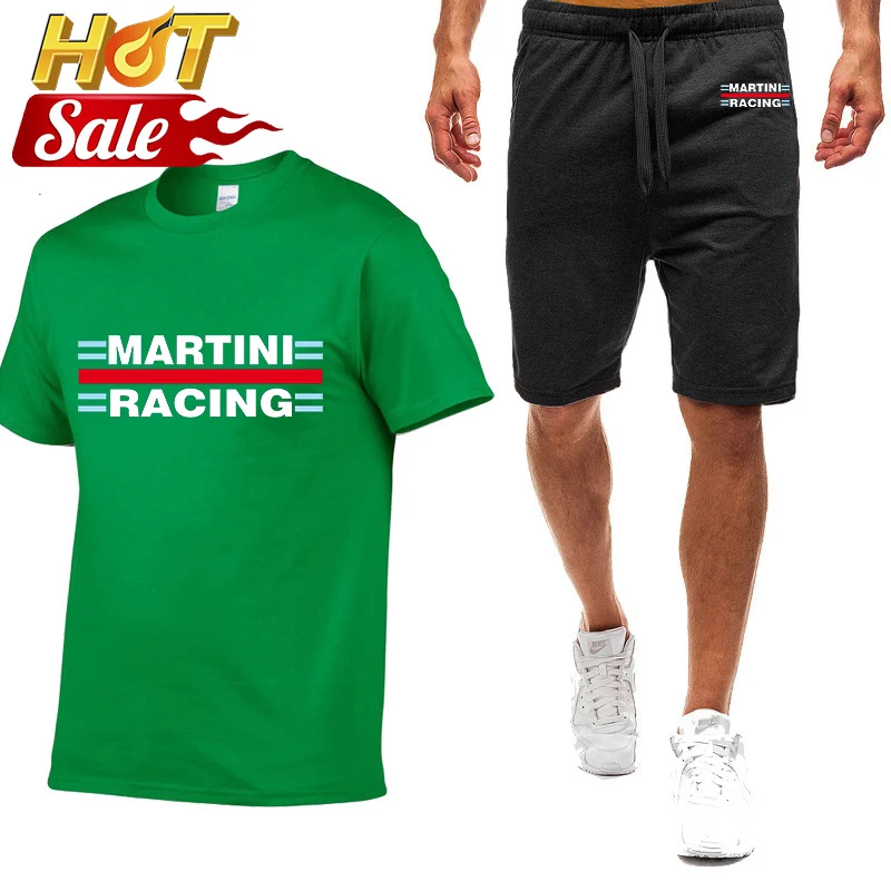 

Лето 2022, мужское поло с логотипом Martini Racing, однотонная, простой стиль, быстросохнущая футболка + свободные пляжные шорты, брючные костюмы