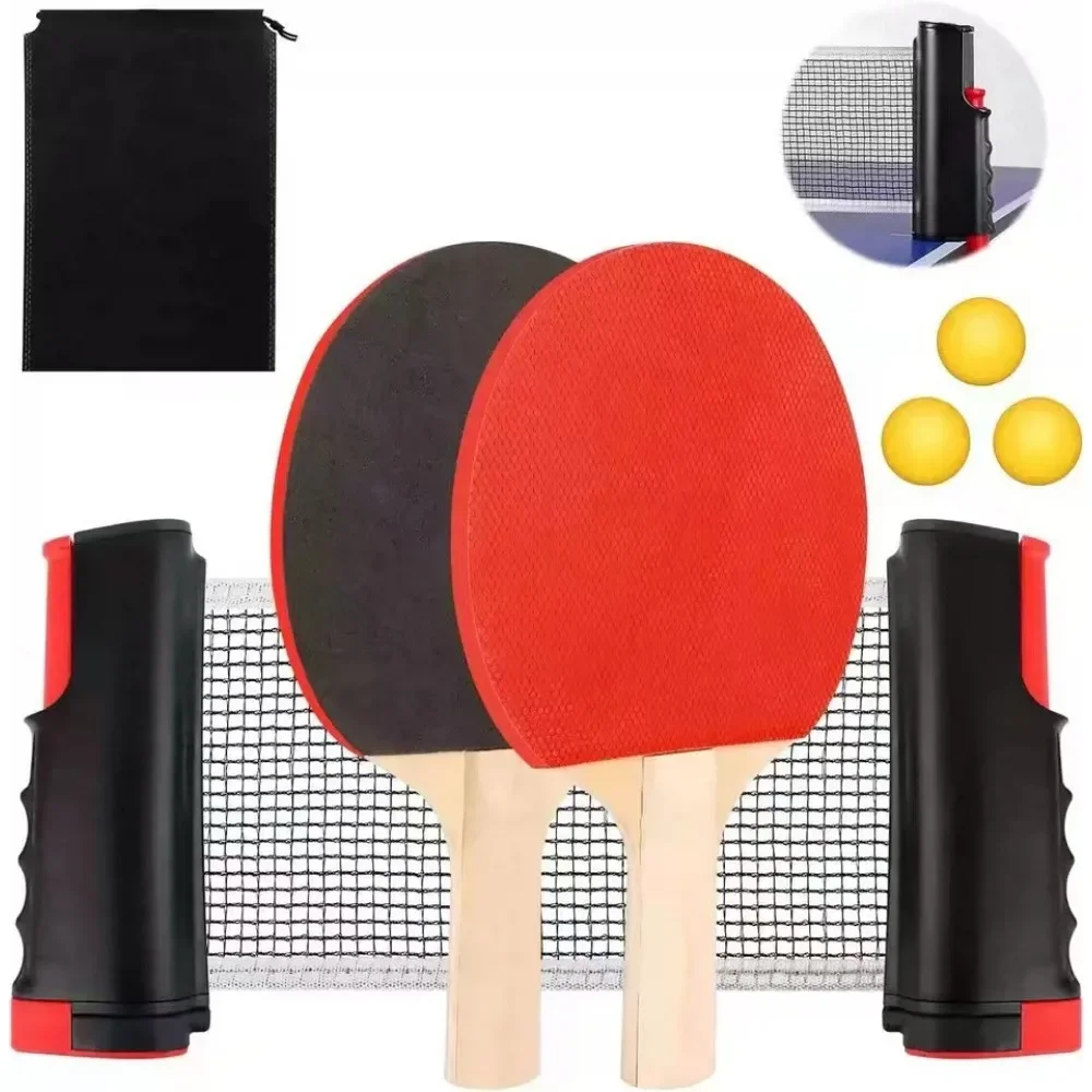 Table Tennis Net Ping Pong Rack Retractable with Ping-Pong Balls