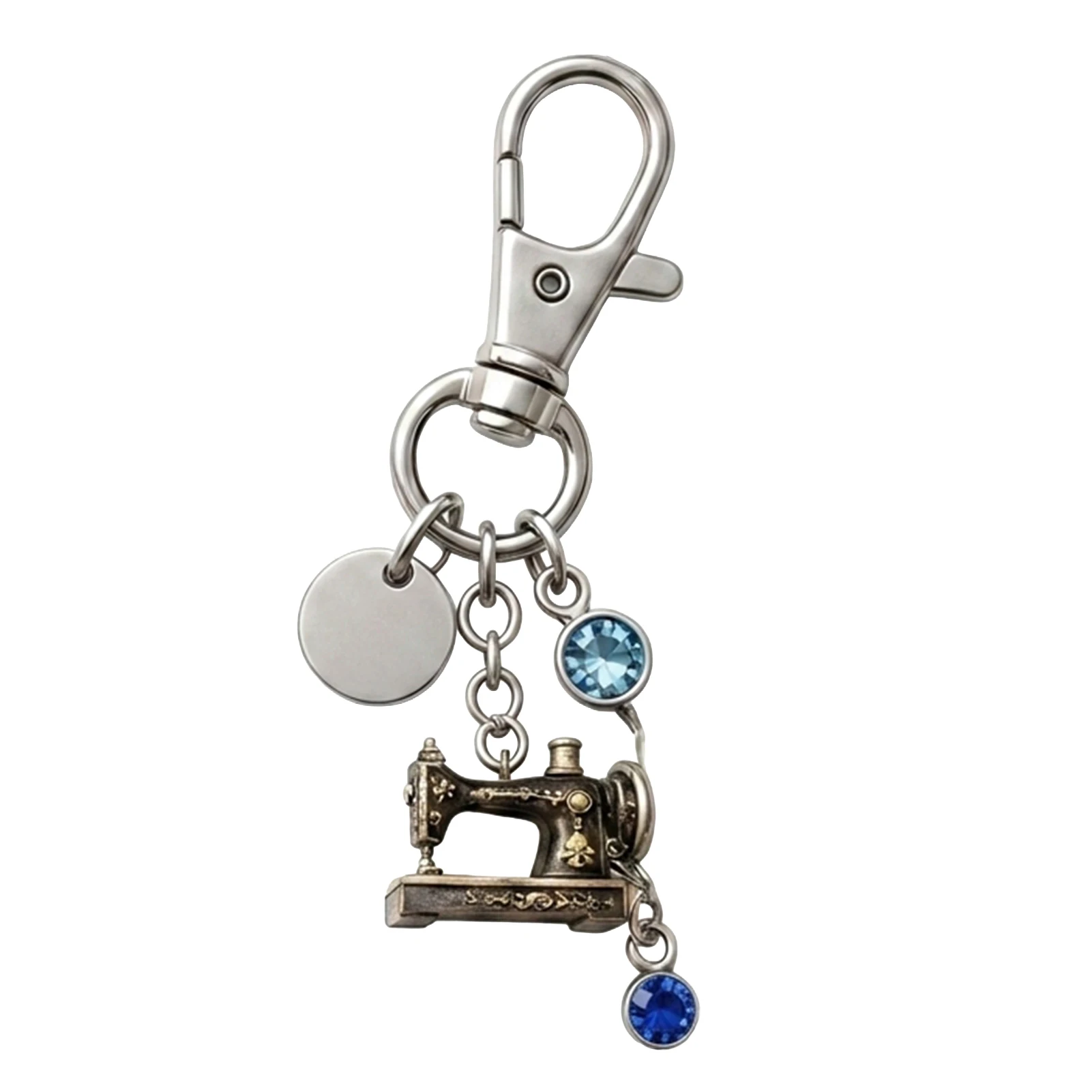 Sewing Machine Keychain Stress Relief Gadget Retro Design Zinc Alloy Portable Key Ring for Anxiety Relief and Gifts