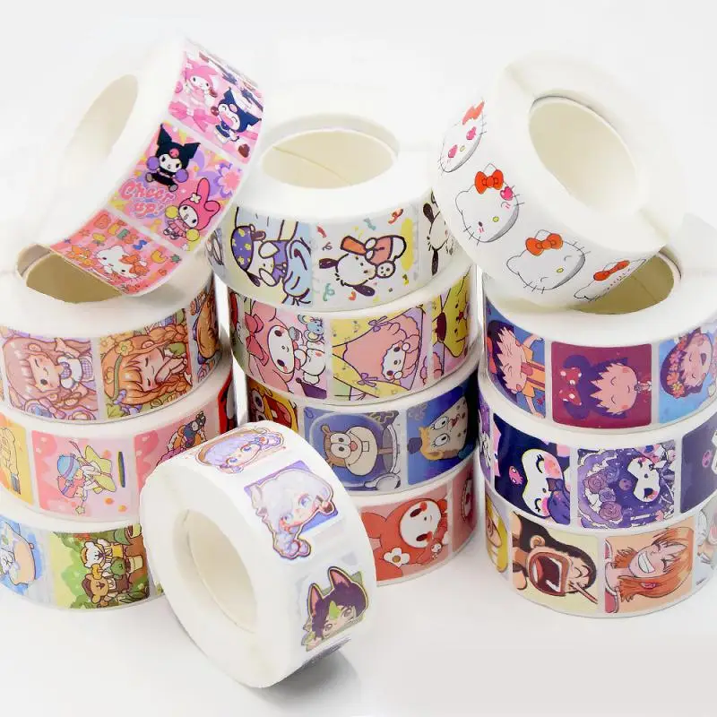 500Pcs Sanrio Stickers Kawaii Mymelody Kuromi Pochacco Tape Stickers Sealing Stickers Cute Expression Stickers Children's Toys