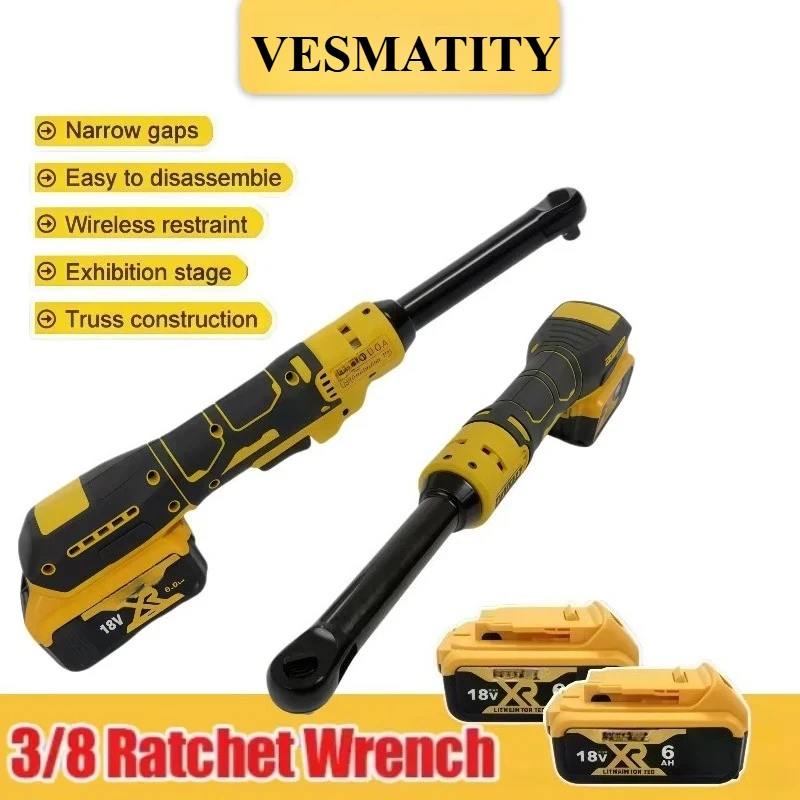 Electric Tool Ratchet Wrench 6-inch 3/8 Extension Head Disassembly Nut 220N. M Cordless Drive Tools for Dewalt Battery