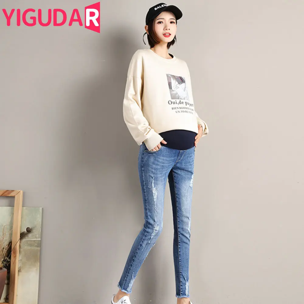 

High Waist Maternity Jeans Pants Summer 2023 Boyfriend Pregnancy Denim Loose Belly Trousers Nursing Clothes For Pregnant Women