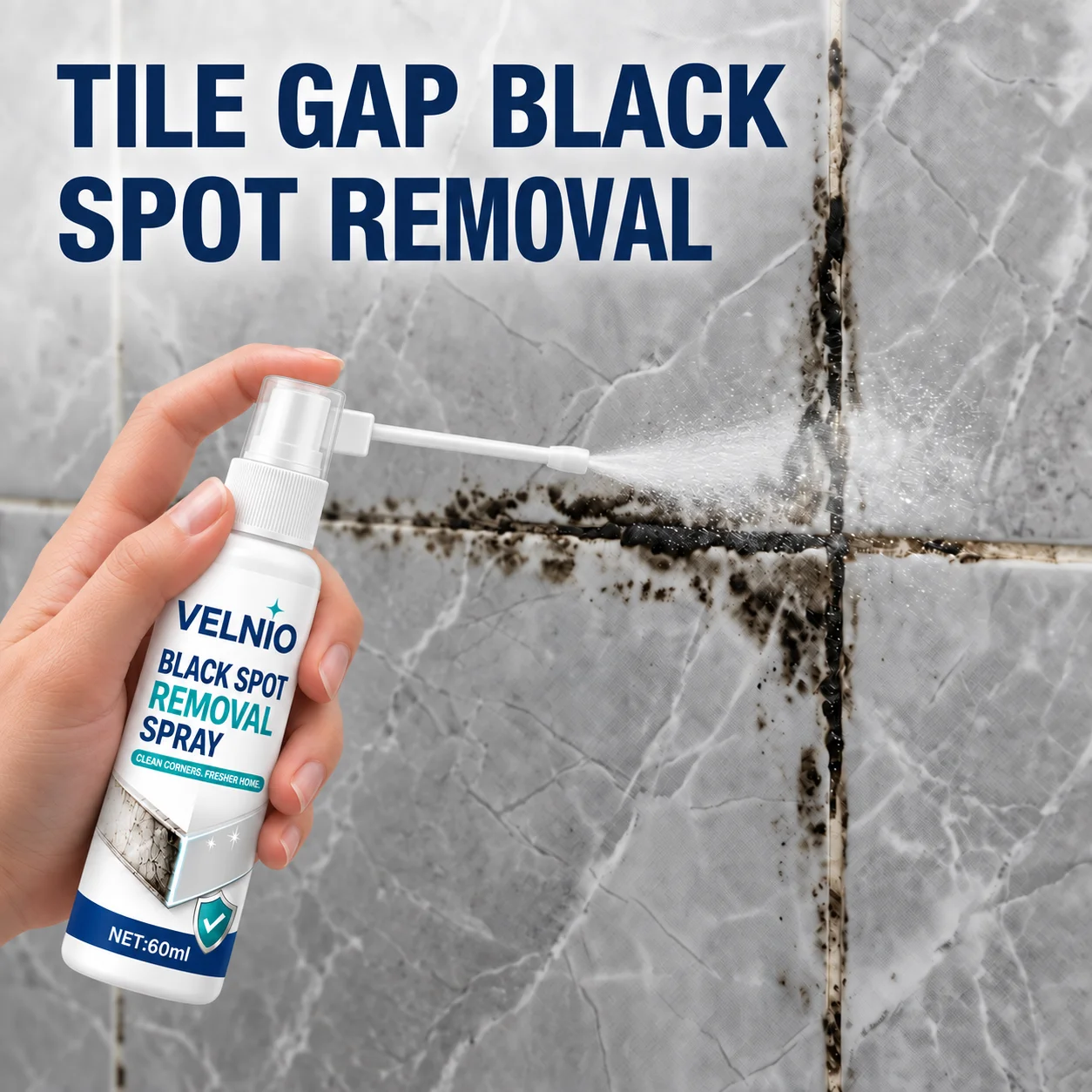 2pcs Black Stain Remover Spray (Upgraded with Extended Nozzle) Set - Deeply Penetrates to Remove Mold and Stains, Precise Spraying Minimizes Waste, Suitable for Cleaning Refrigerator Seals, Washing Machine Gaskets, Sink Edges, and Bathroom Gaps