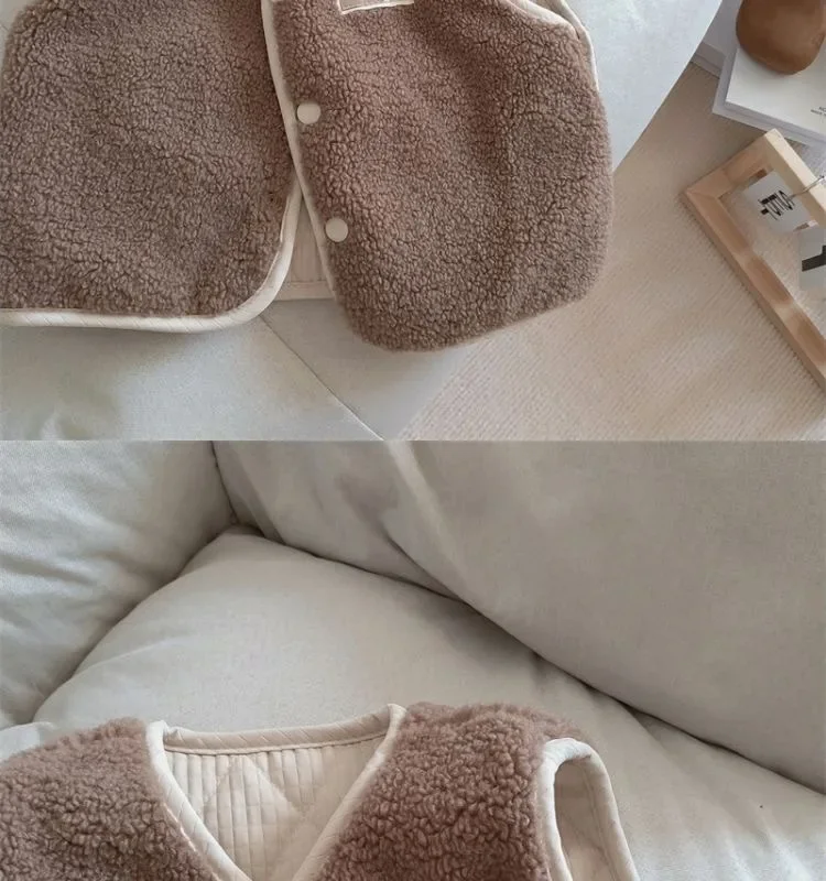 Neue Kinder-Herbst-Winter-Fleece-Weste, Wendeweste für Mädchen und Jungen, Leichte Ärmellose Kinderweste zum Schichten, Trendige Schul- und Freizeitweste – Detail 15