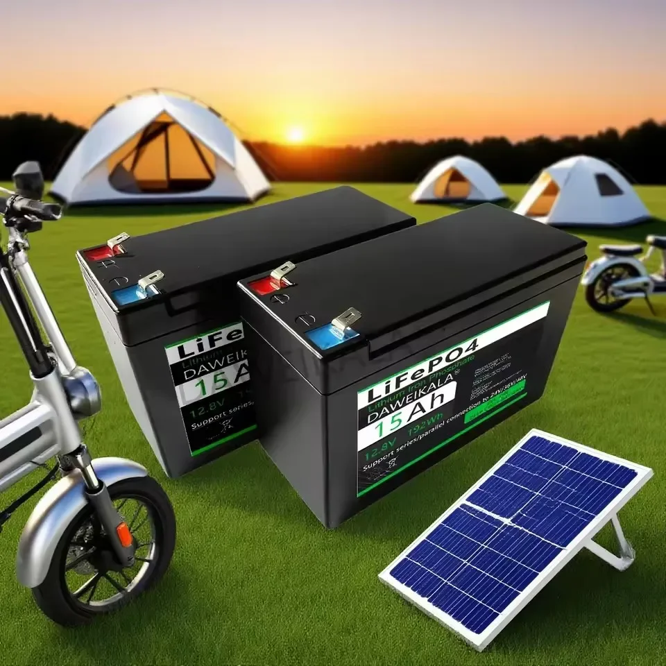 Batteria LiFePO4 12V 6Ah 12Ah 15Ah con batteria ricaricabile al litio ferro fosfato BMS integrata, adatta per camper e barche