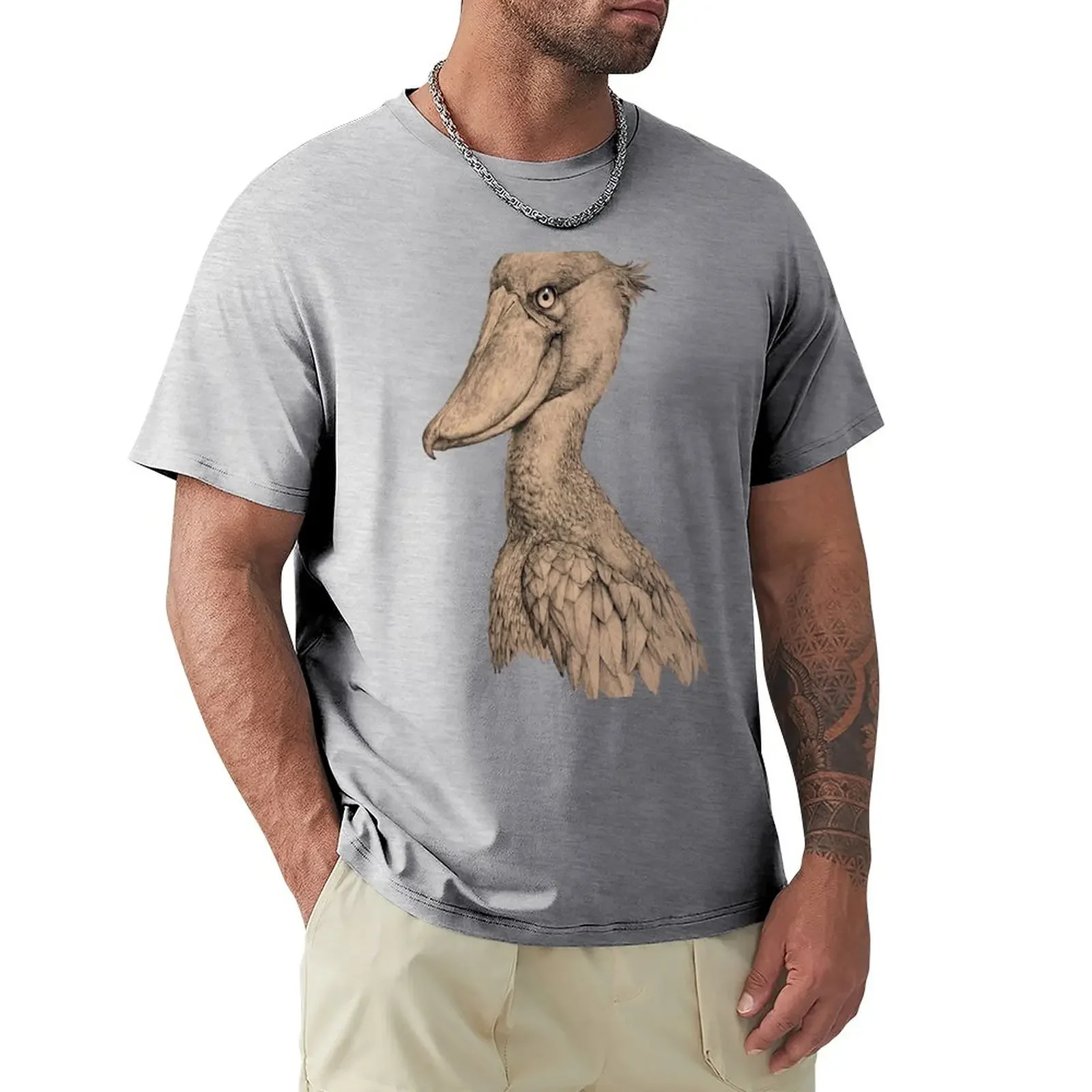 

Shoebill Illustration T-Shirt sweat kawaii clothes anime heavyweight t shirts for men