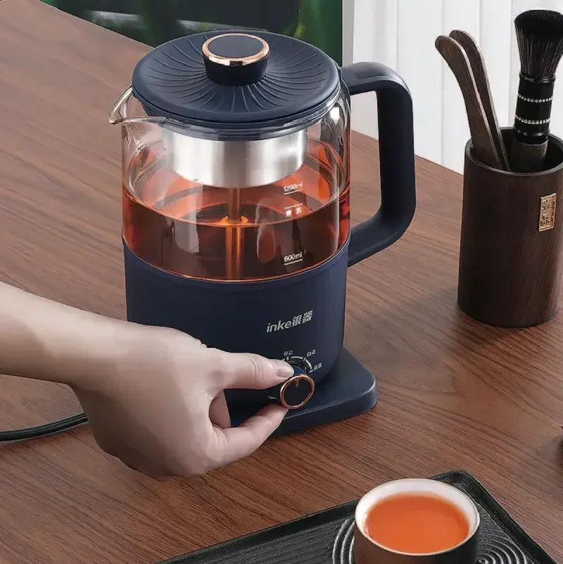 Tetera de vapor de vidrio para hacer té, tetera de ebullición a vapor, automática, aislamiento térmico, olla de salud, olla de calentamiento, 1.2L, 220V