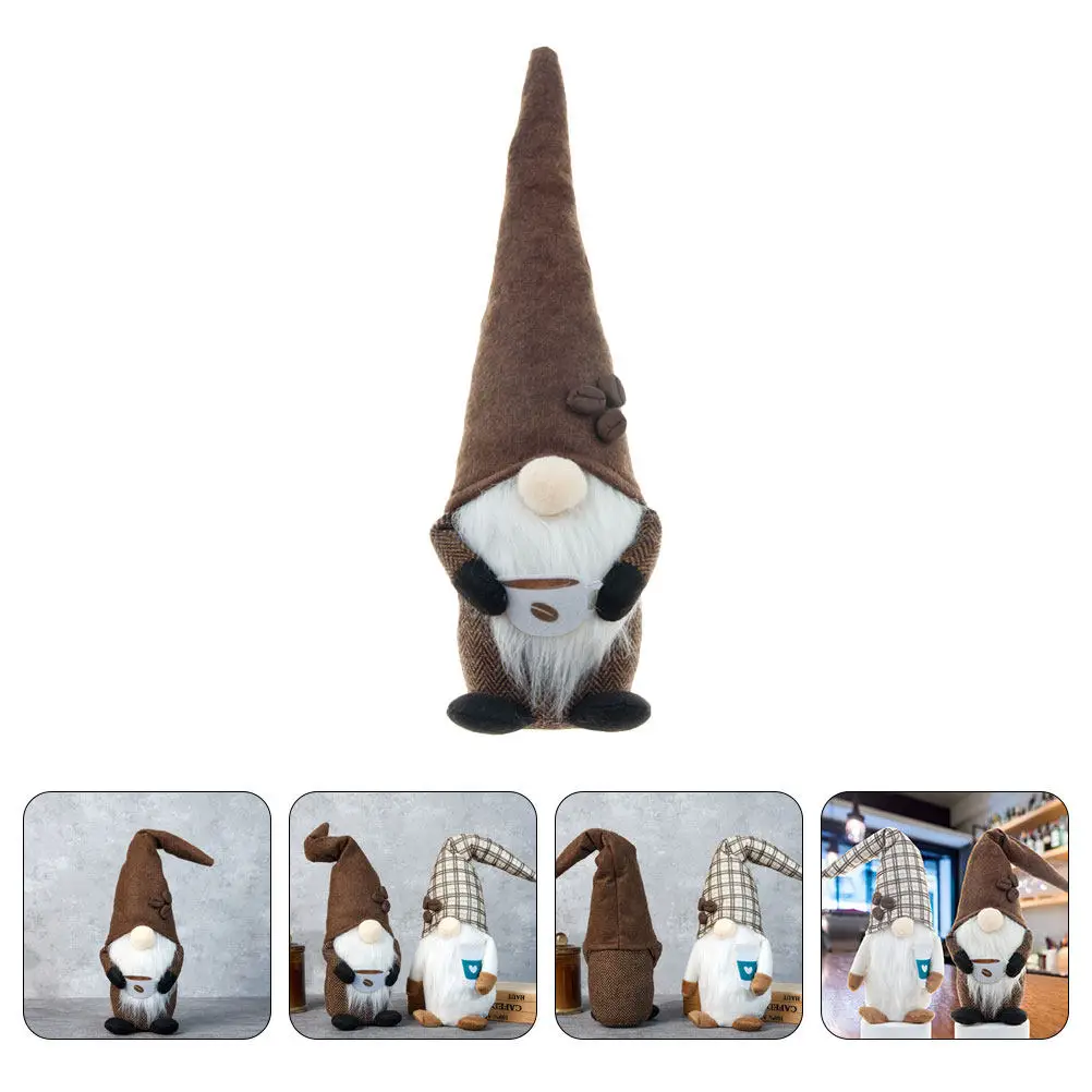 

Coffee Gnome Decoration Soft PP Cotton Cartoon Pattern Desktop Ornaments for Home Party Festival Scene Layout Holiday Gift