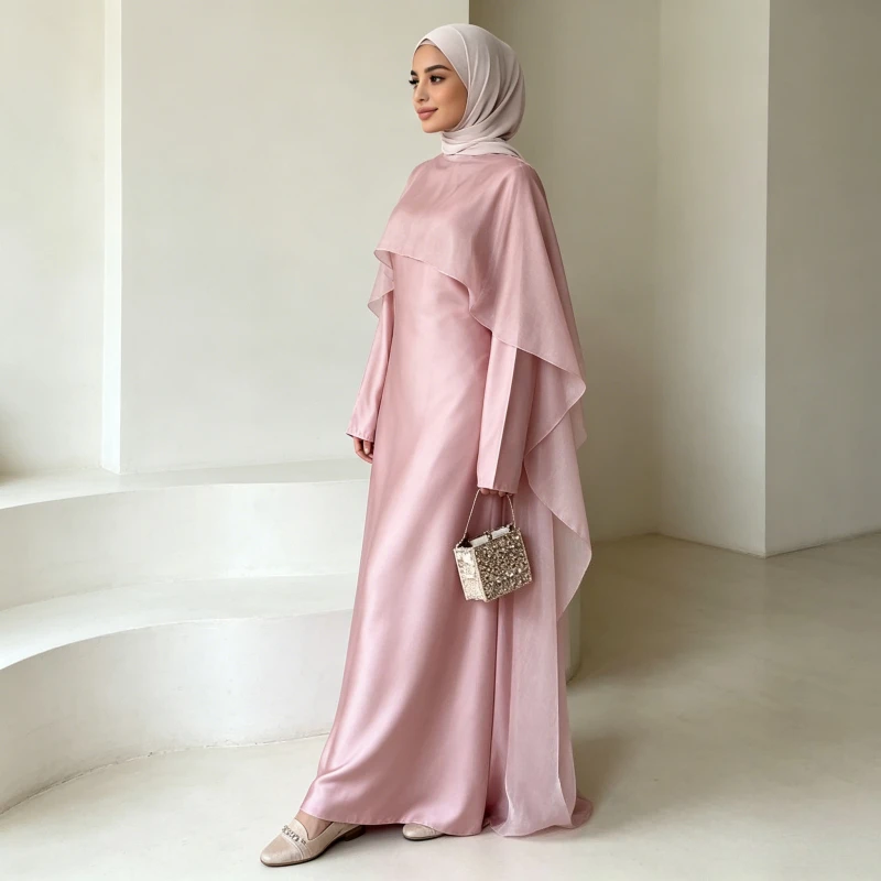 Eid Women Dress Cape Abaya Muslim Solid Kaftan Ramadan Party Dresses Vestidos Morocco Dubai Jalabiya Islam Arab Robe Spring 2026