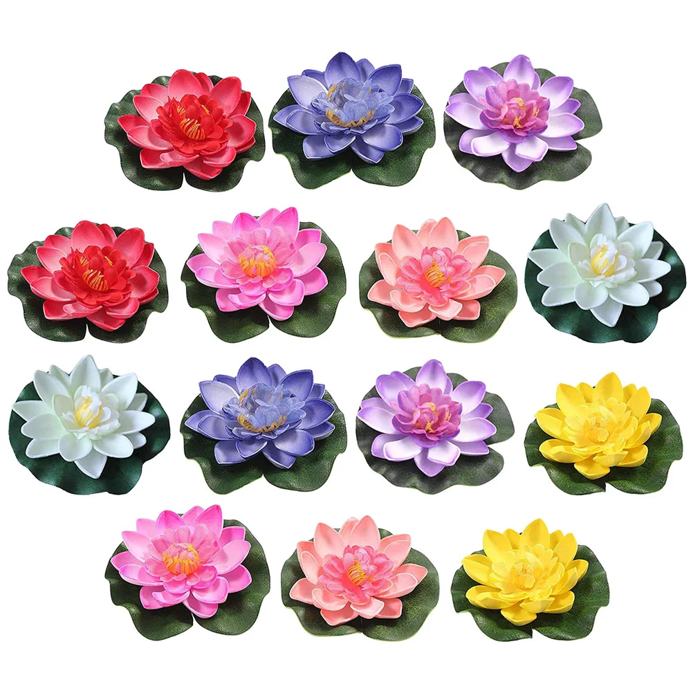 

14 Pcs Lotus Decoration Lotus-flower Floating Faux Plant Pool Fish Tank Decorations Artificial Plants Simulated Imitation