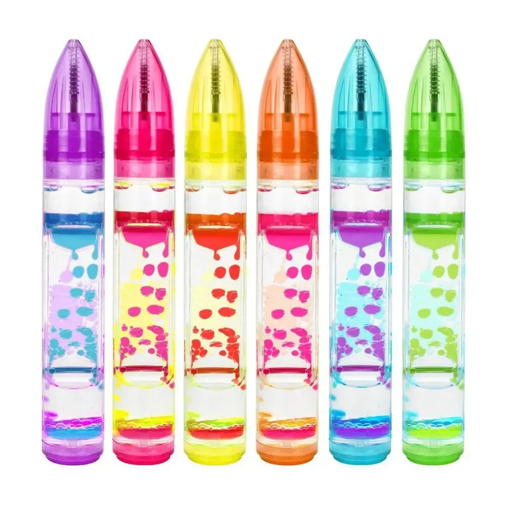 Liquid Motion Bubbler Sensory Toy Pen, Colorful Liquid Timer Pens Great for Stress and Anxiety Relief,Sand Timer for Kids