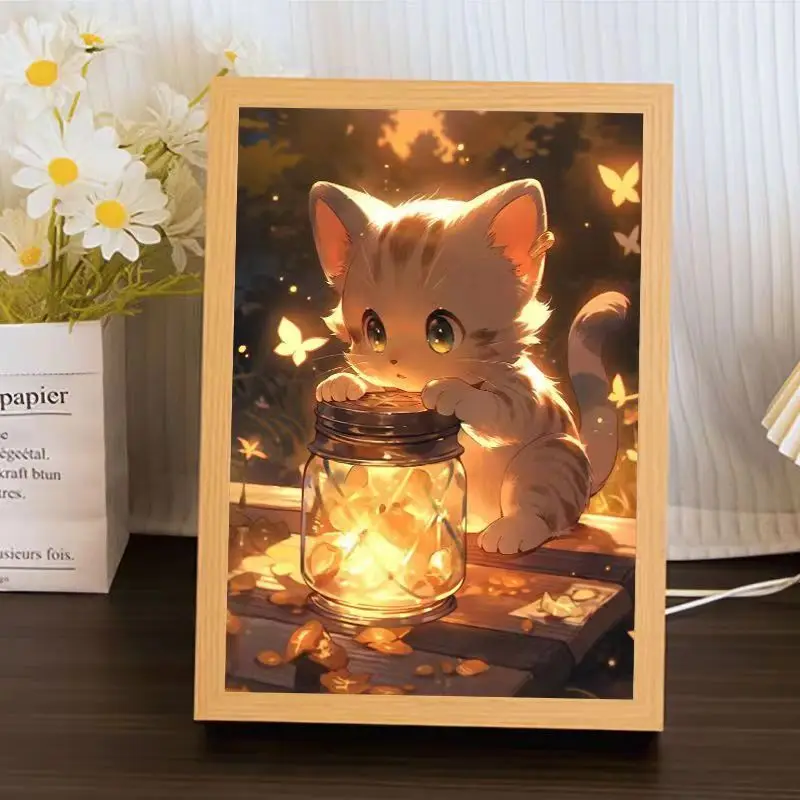 Creative ins light painting photo frame tabletop decoration bedside night light ambient light LED light painting