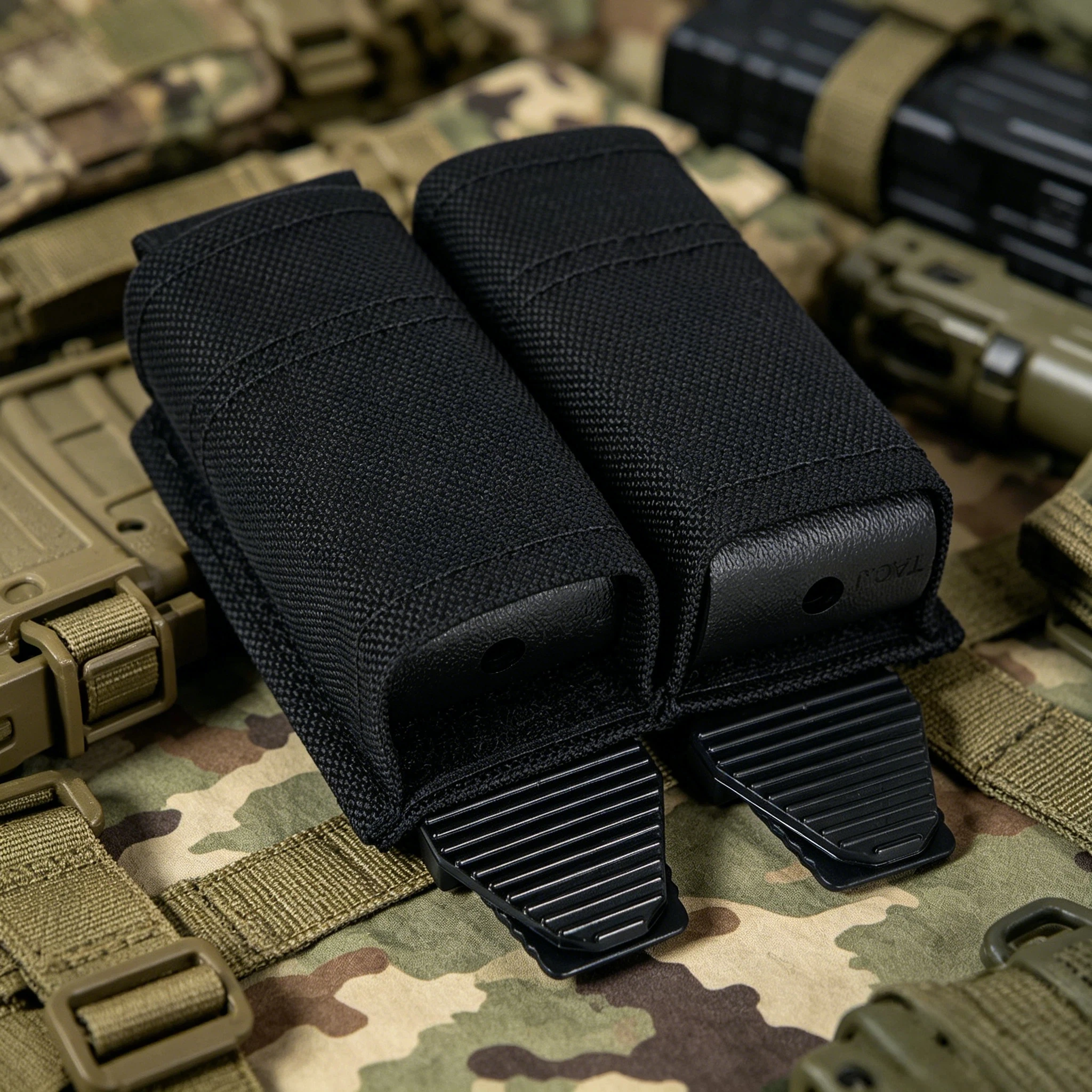Tactical MOLLE 9MM Single Double Mag Pouch FAST Draw Nylon Mag Holder with Clip for Airsoft CS Game Hunting Outdoor Gear