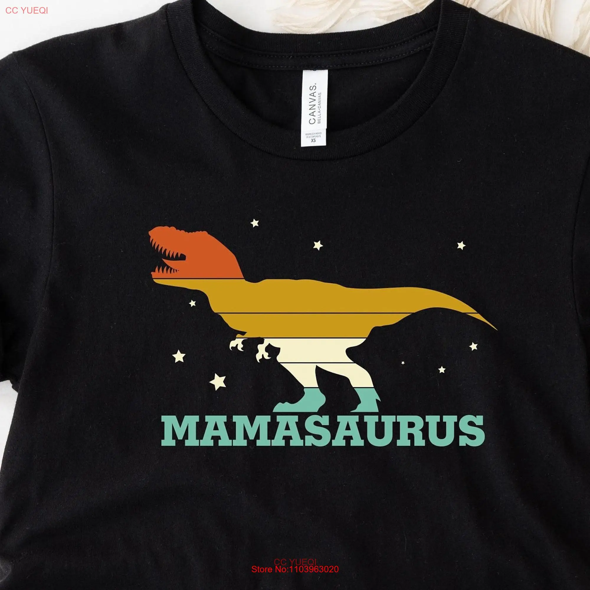 Футболка Mamasaurus для мамы на День Матери с длинным или коротким рукавом Футболка Mamasaurus для мамы на День Матери с длинным или коротким рукавом