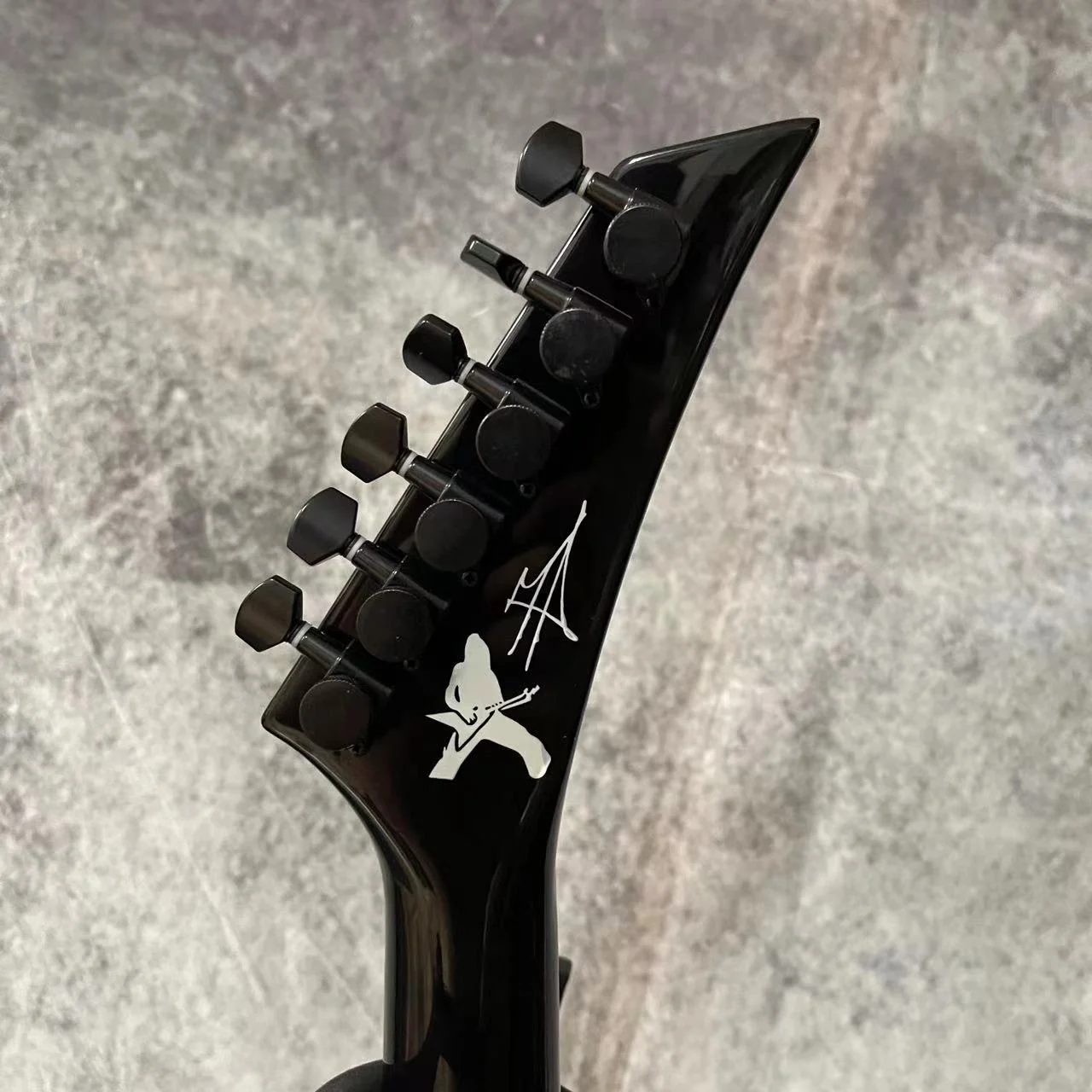 Custom Jack style V shape electric guitar in black color