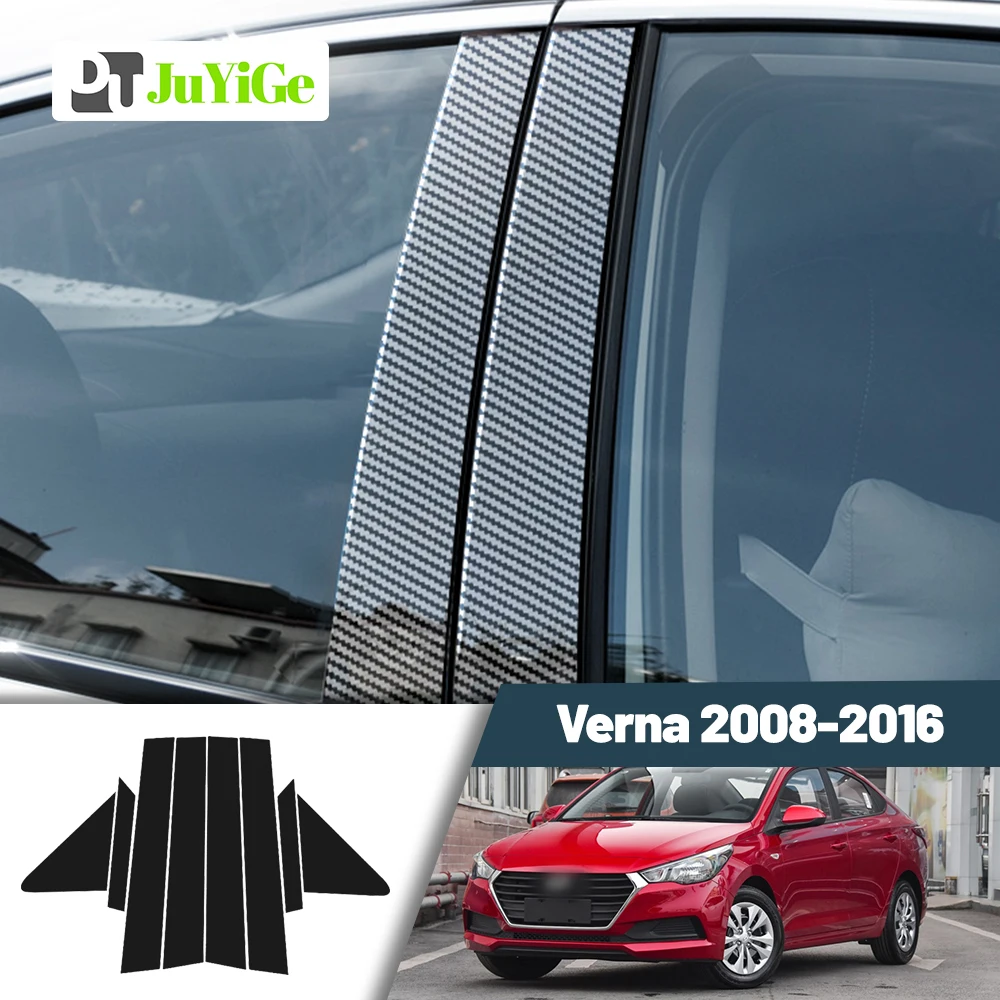 

Glossy Black Carbon Fiber Window Door Deal B C Pillar Post Cover Sticker For Hyundai Verna 2008-2016 2009 2010 2011 2012 2013