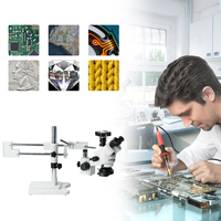 MUSTOOL 3.5X 7X 45X 90X Double Boom Stand Zoom Simul Focal Trinocular Stereo Microscope+41MP Camera Microscope For Industrial PC