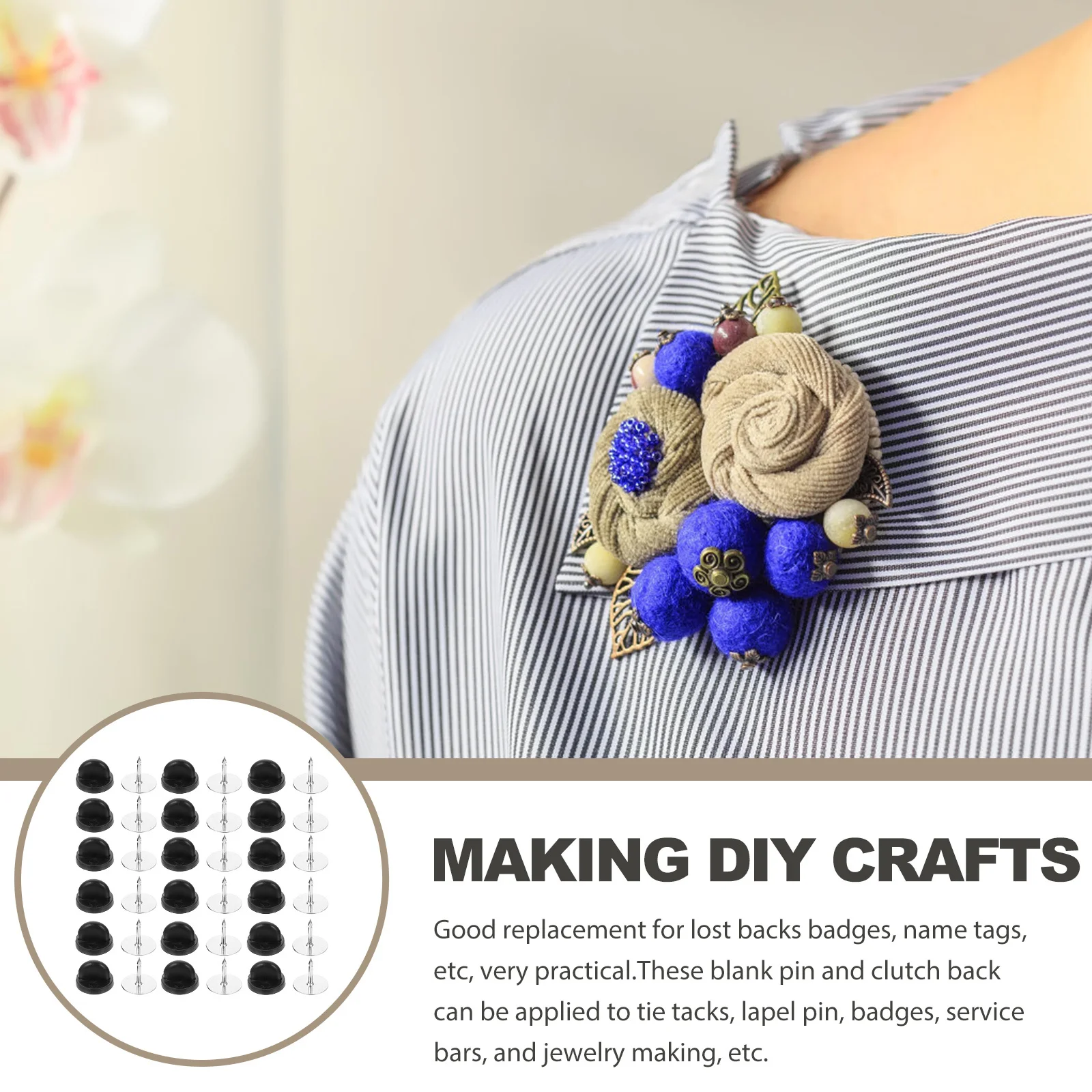 

1 set Butterfly Hat Accessories Compact Brooch Pin Replaceable Pin Backs For Diy Badge Jewelry Making Tie Tack Clutch Back