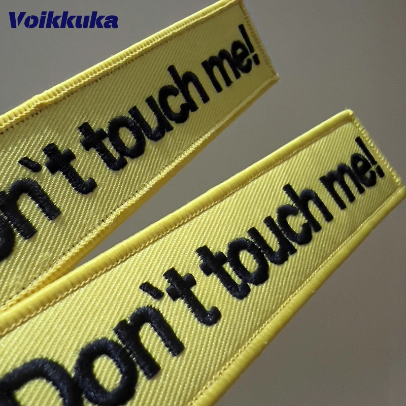 1Pc 2Pcs 3Pcs Set Sale Double Sided Embroidery Yellow Letters Don\'t Touch me Tag KeyChain Motorcycle Key Accessories Wholesale