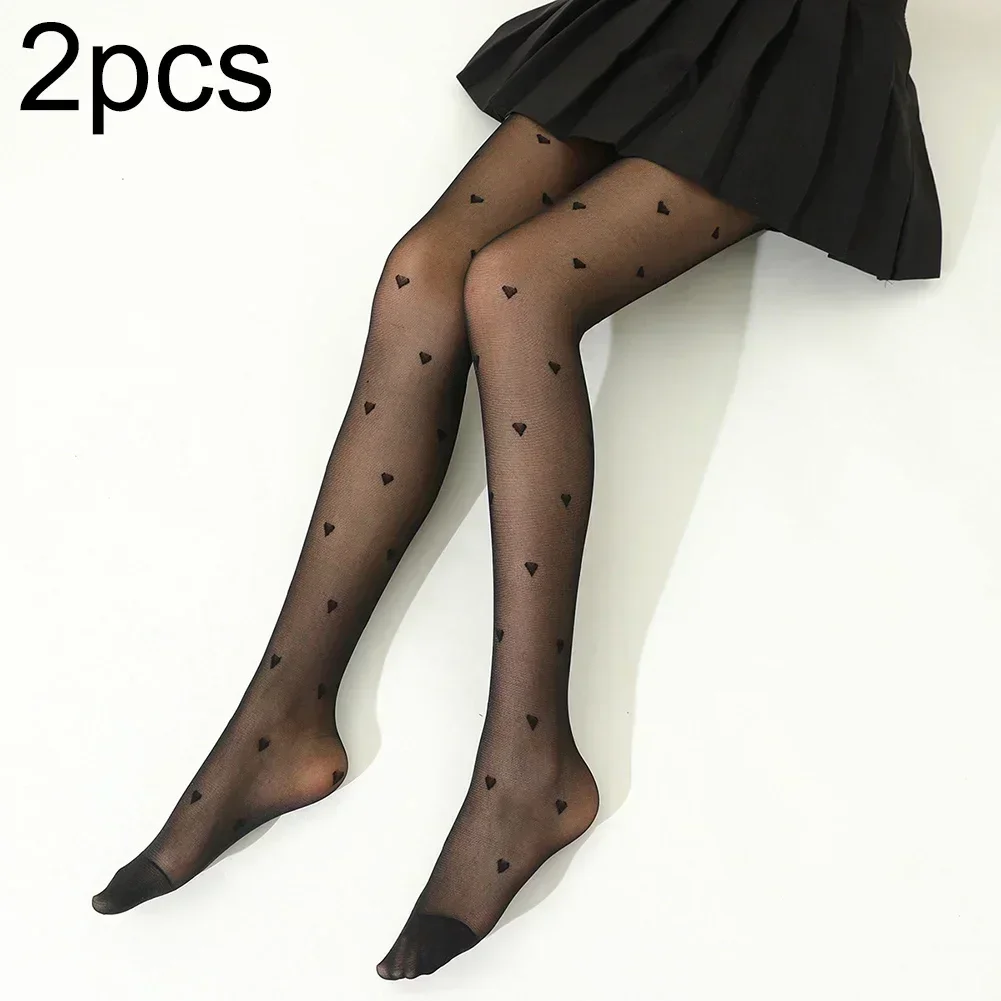 

For Daily Wear Black Stockings Nylon Pantyhose Casual Wear Daily Use Black Casual Tights For Women Heart Pattern