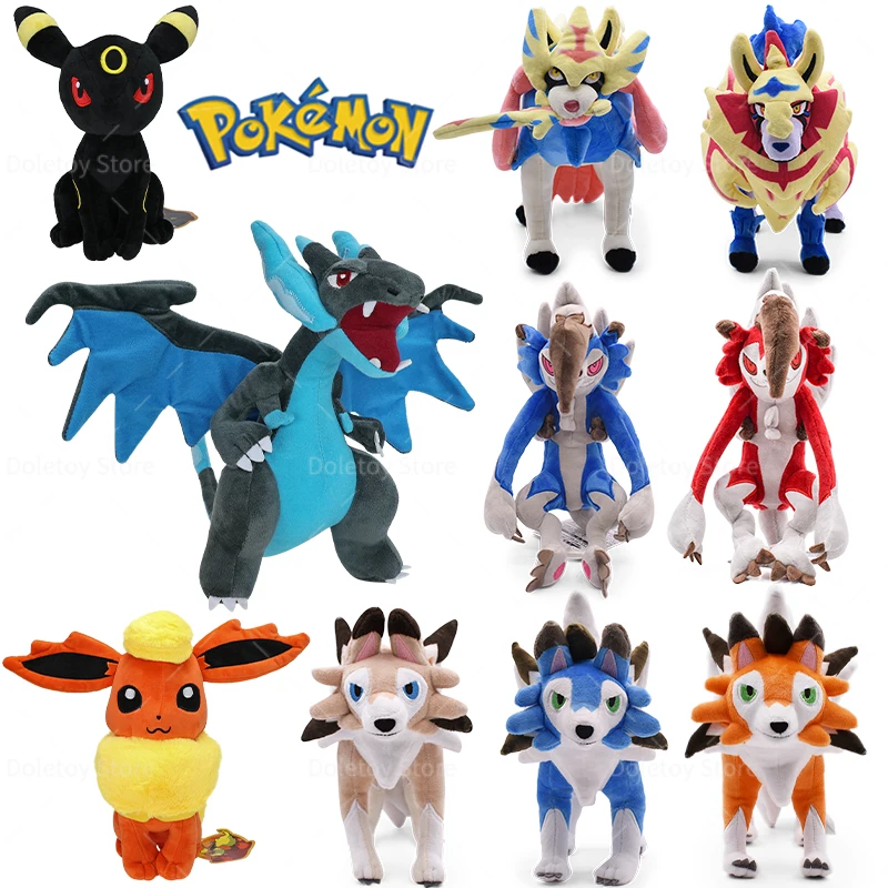 Pokemon Plush Charmander Dragonair Lycanroc Charizard Zacian Zamazenta Anime Stuffed Toys For Kids Christmas Gift