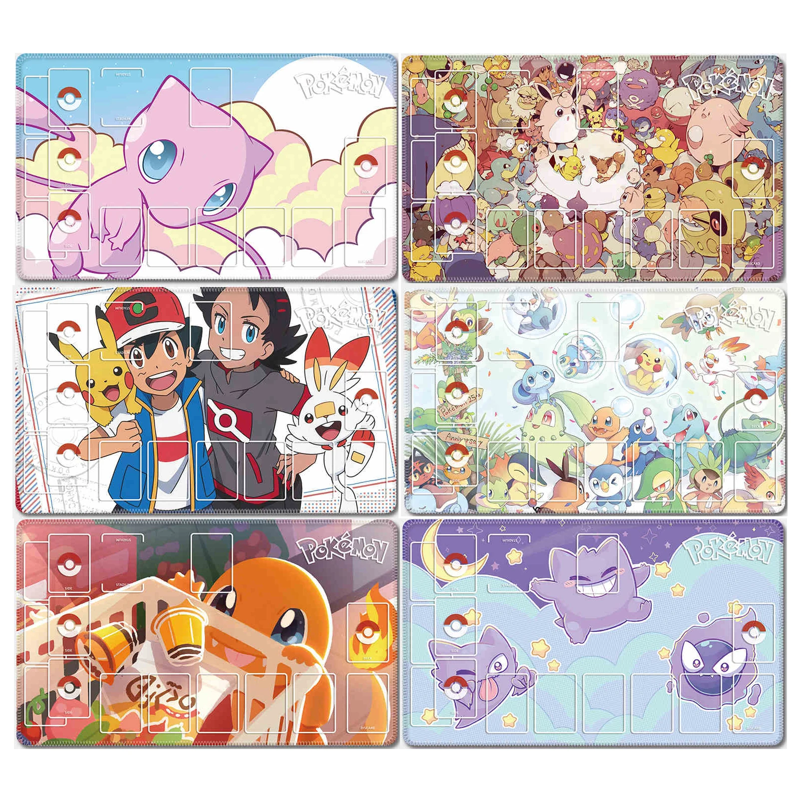 Tapete de batalla de cartas Ptcg Mew Charmander, 600x350x2mm, hecho a sí mismo, reproductor de Eeveelution, juego de mesa de cartas, tapete de mesa de batalla, regalo de Anime