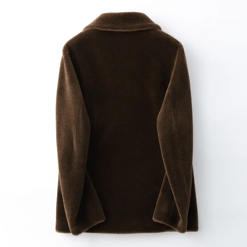 AYUNSUE Shearling Jacket Shearling abbigliamento uomo giacca corta in pelle da uomo risvolto in pelliccia di lana capispalla addensato da uomo inverno 2021