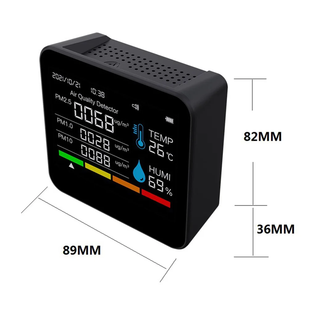 Multi Parameter Air Detector for PM2.5 for pm1.0 PM10 TVOC Temperature Humidity Monitoring and Real Time Digital Display