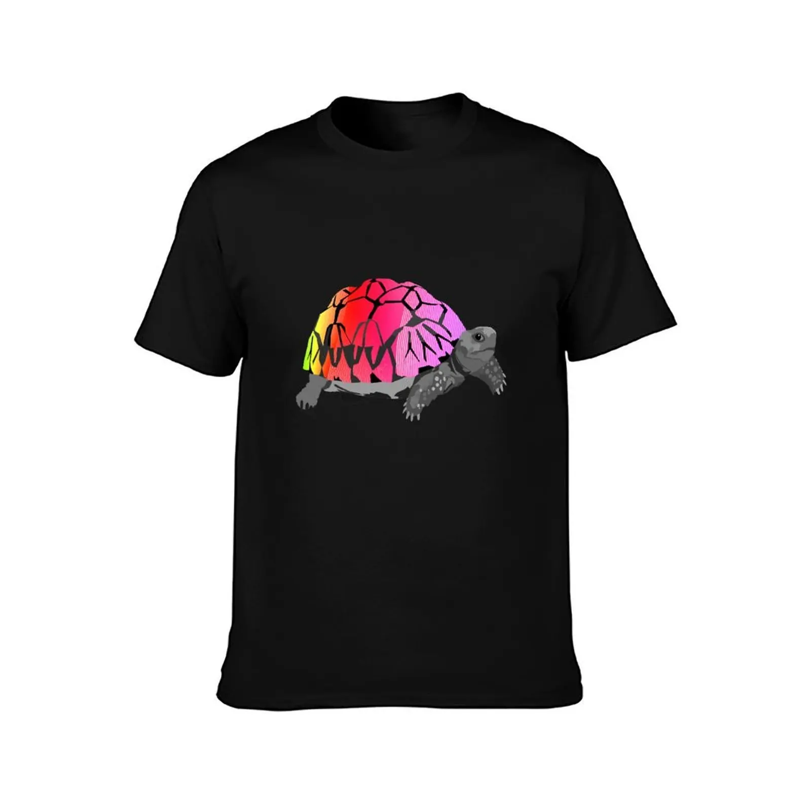 Colorful Tortoise T-Shirt, Summer Casual Cotton Tee, Oversized Streetwear Tops, Vintage Graphic Print, Loose Fit Short Sleeve