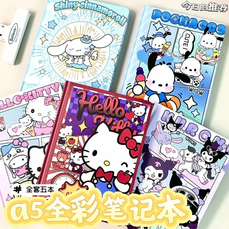 دفتر ملاحظات سانريو هالو كيتي سينامورول بوشاكو أنيمي ثنائي الأبعاد للطلاب صفحات ملونة عالية الجودة هدايا دفتر الأستاذ