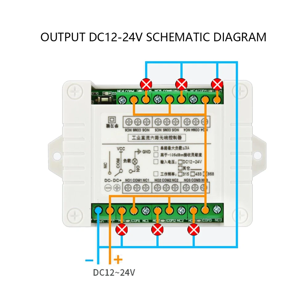 433 MHz DC 12V 24V 6 Channels RF Wireless Remote Control Switch System Receiver Transmitter 10A Relay Controller